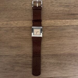 DKNY classic Brown Leather Strap Square Watch